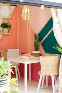 Shed detail: White table with two chairs.
