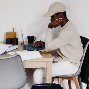 guy looking at shed office space