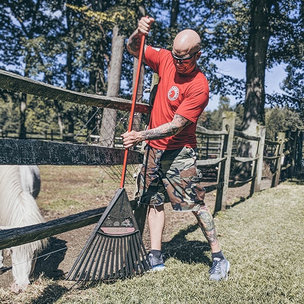 raking garden