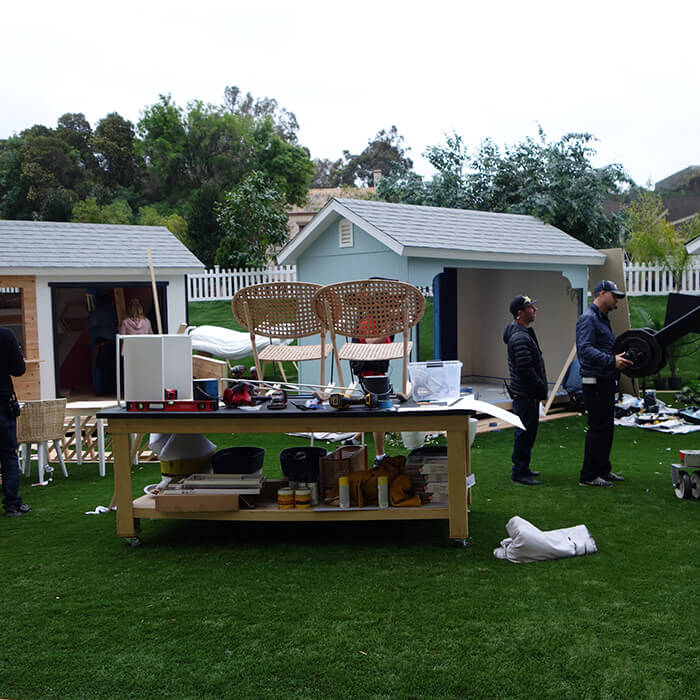 Image of NBC TV crew recording making it shed episode shed hack