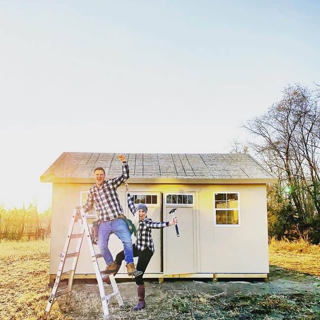 successful shed installation in backyard