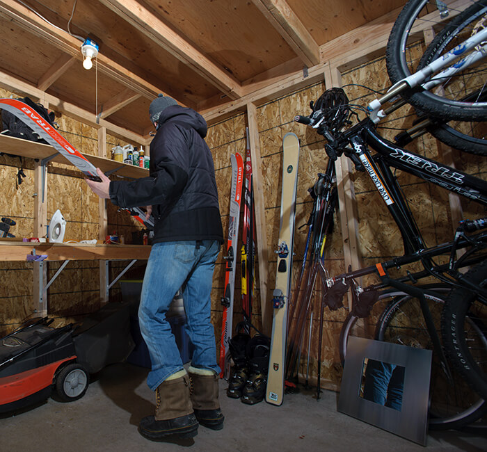wood bicycle storage shed